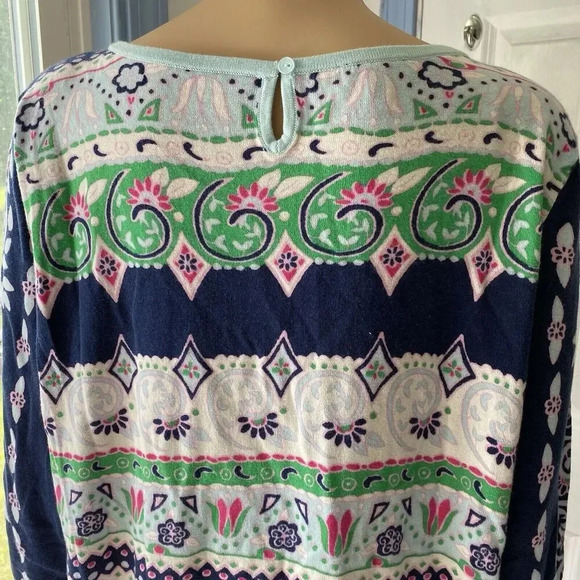 Talbots Womens XLp Silk Blend Sweater Pullover Floral Tapestry Round Neck Soft - Picture 6 of 6